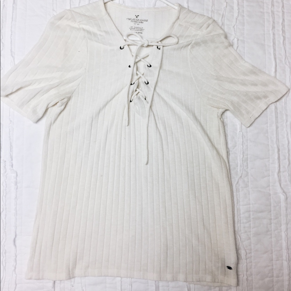 White Lace Up Shirt
